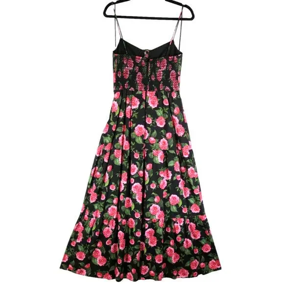 NEW, Alice + olivia chantay smocked floral print poplin maxi dress SZ 10 #MD1473 - Picture 5 of 9